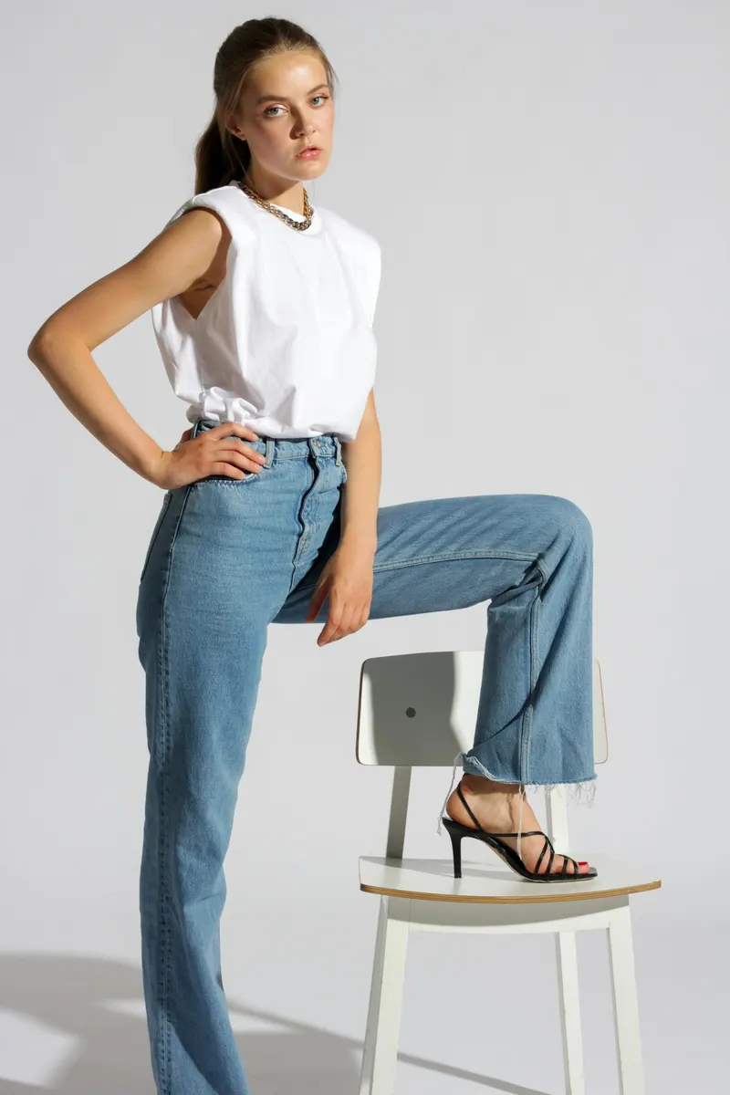 Jean droit taille haute